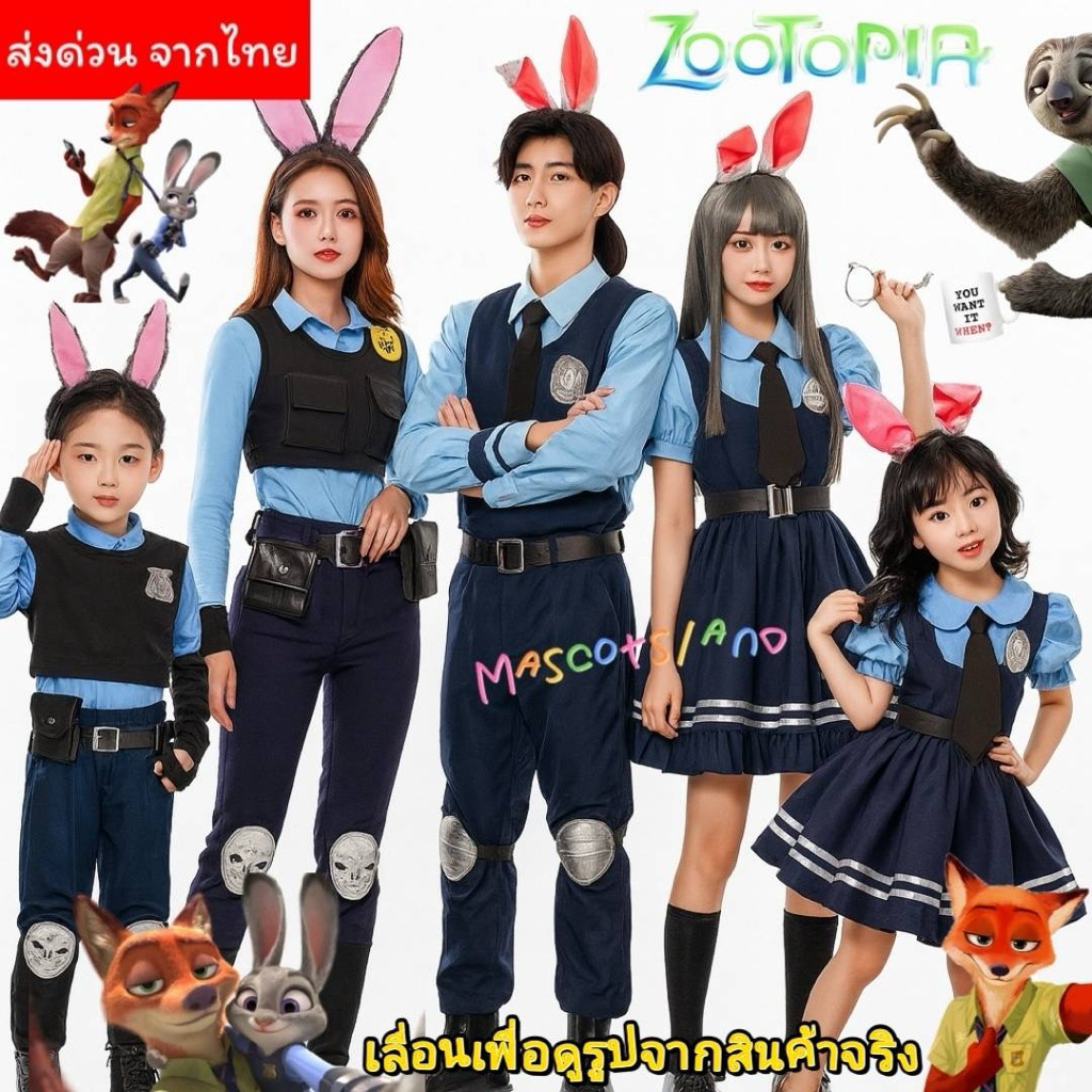 ชุดแฟนซีzootopia  ชุดซูโทเปีย Zootopia ชุดJudy hops ชุด nick Wilde fox ชุดจูดี้ ชุดนิค