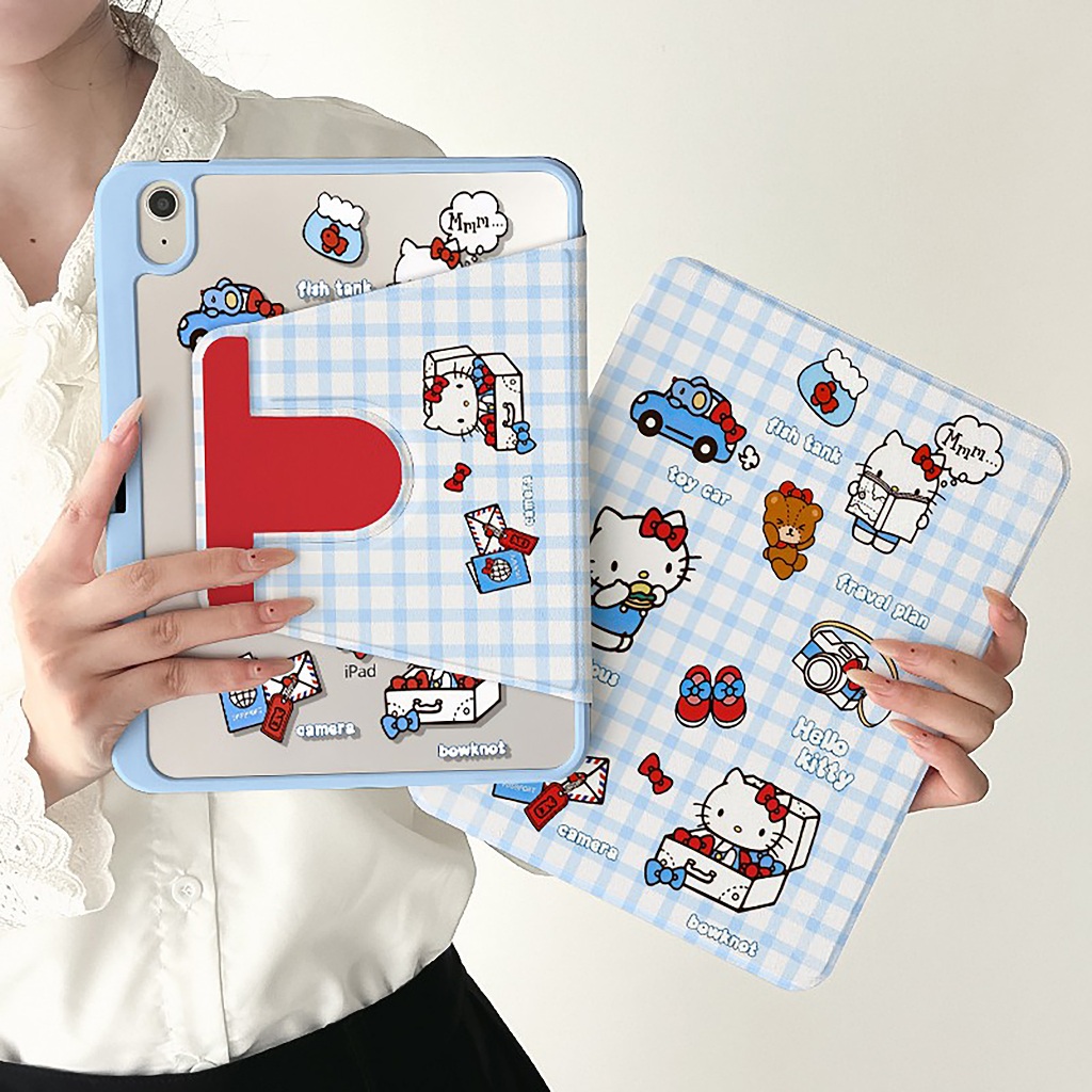⭐พร้อมส่ง⭐เคสแท็บเล็ต Samsung สำหรับ Tab S10+ S9 หมุนได้ 360° Hello Kitty S10FE มีที่ใส่ปากกาS6 Lite
