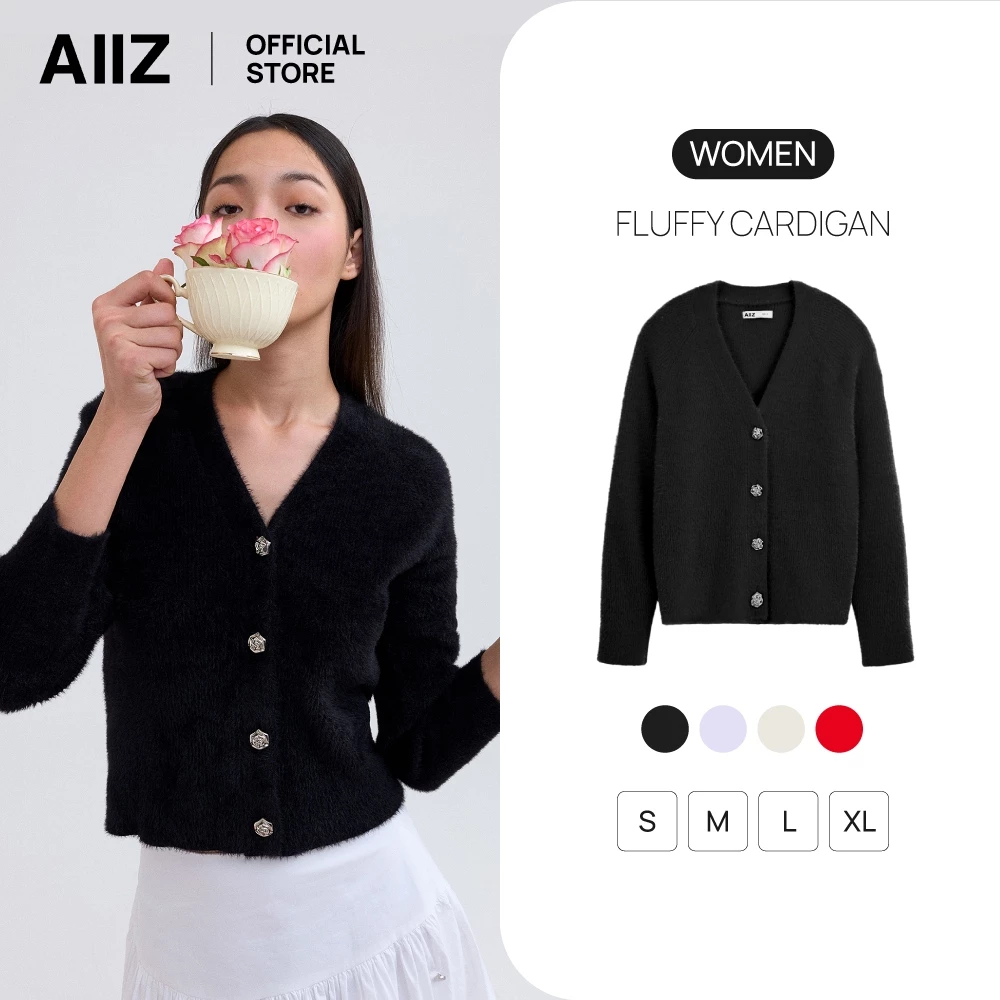 AIIZ เสื้อคาร์ดิแกนผู้หญิง ผ้าขน AIIZ Women's Fluffy Cardigan