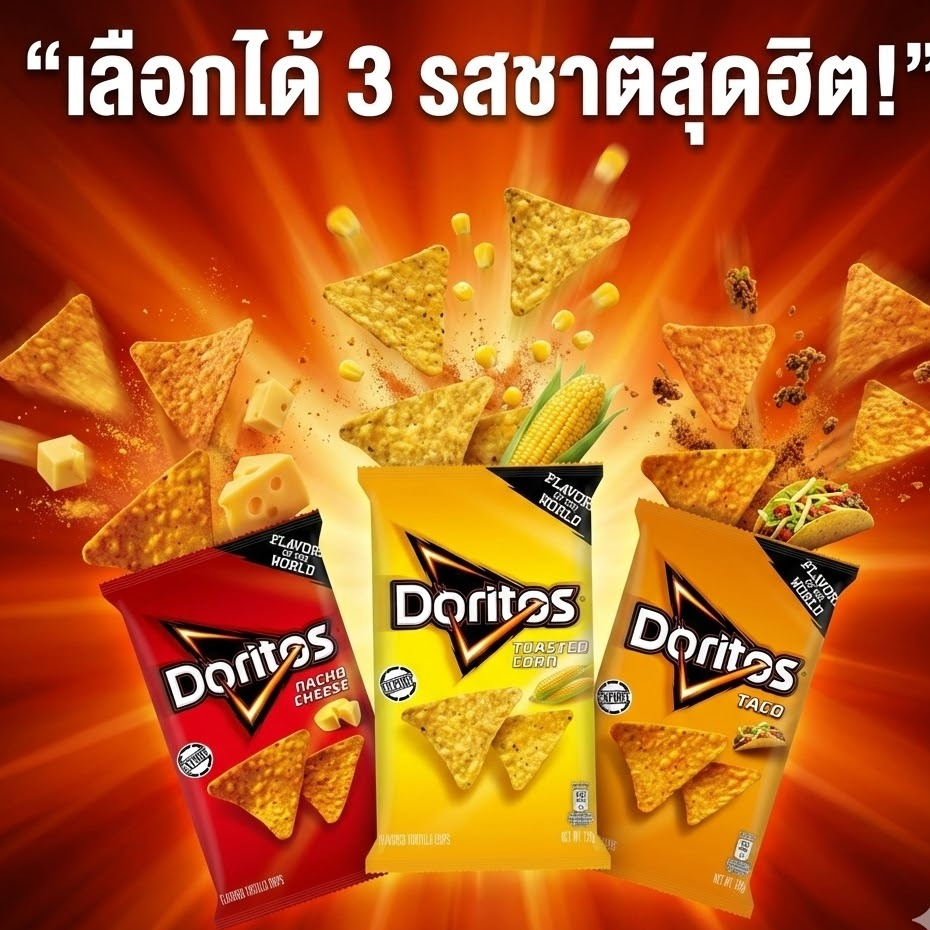 ⭐ Doritos Nacho Cheese / Taco Flavor / Toasted Corn – ถุง 120–130g