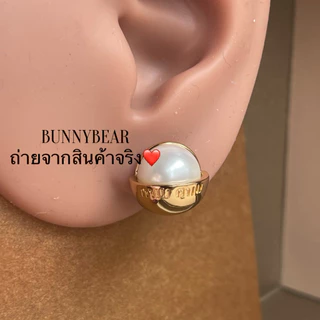 ต่างหู ไข่มุก มิว ด้านหลังต่างหูปั้มMAKE IN ITAYL แป้นปั้มชื่อแบรนด์