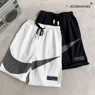 ACHSAWAKE ผู้ชายกางเกงขาสั้นขาสั้นหลวมสบายกีฬาปั๊มเชือกคุณภา…