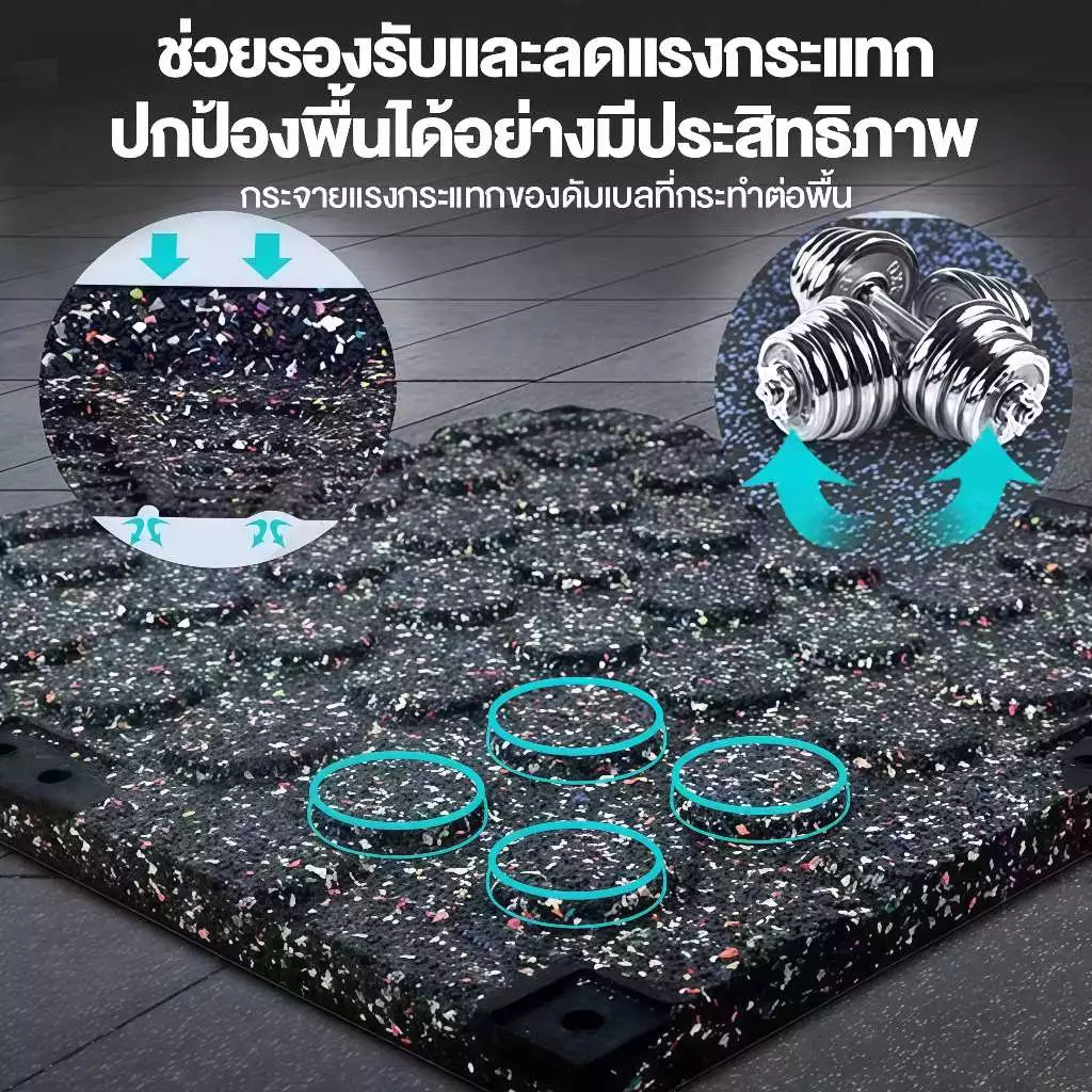 แผ่นปูพื้นฟิตเนส EPDM 50x50 ซม. หนา 2 ซม. กันกระแทก thumbnail 3