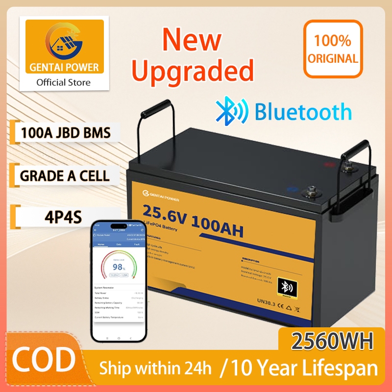 24V 100AH ​​​​LiFePo4 แบตเตอรี่แบตเตอรี่พลังงานแสงอาทิตย์แบตเตอรี่ Genttai Power