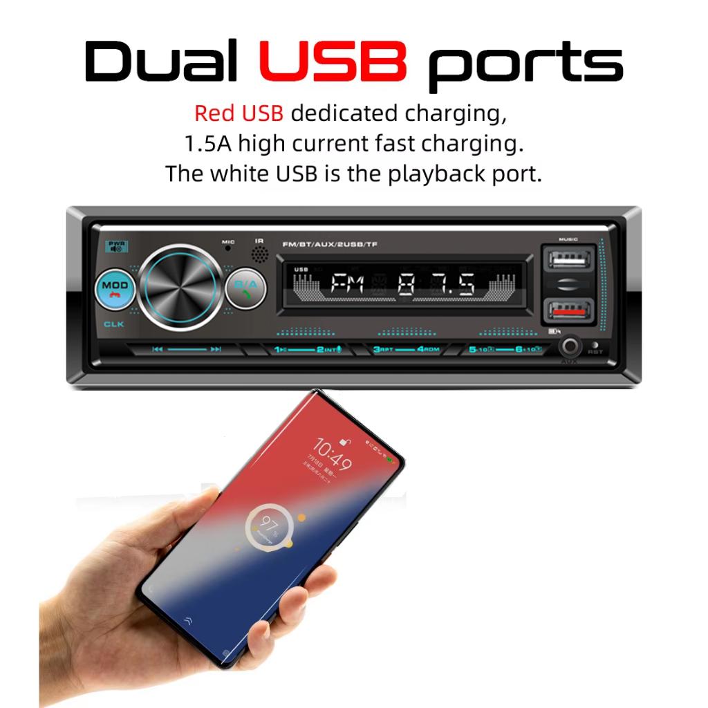 [Pioneer สไตล์เดียวกัน] เครื่องเล่น MP3 สำหรับรถยนต์แบบบลูทูธ 4x60W พอร์ต USB คู่ฟังก์ชันระบุตำแหน่งรถ พร้อมรีโมตคอนโทรล - รูปที่ 3