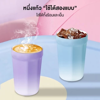 Hohoo แก้วเก็บความร้อน แก้วกาแฟ 420ml เก็บร้อน 8 ชม เย็น 12 ชม พกพาสะดวก เคลือบด้านในด้วยเซรามิก แก้วสุญญากาศ