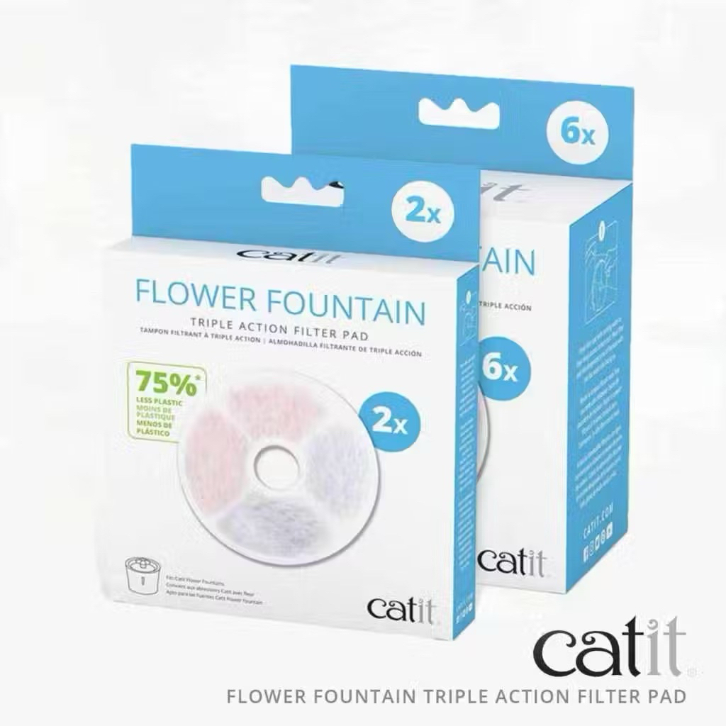 Catit Triple Action Fountain Filter แผ่นกรองสำหรับน้ำพุแมว ขนาด 2ชิ้นและ6ชิ้น