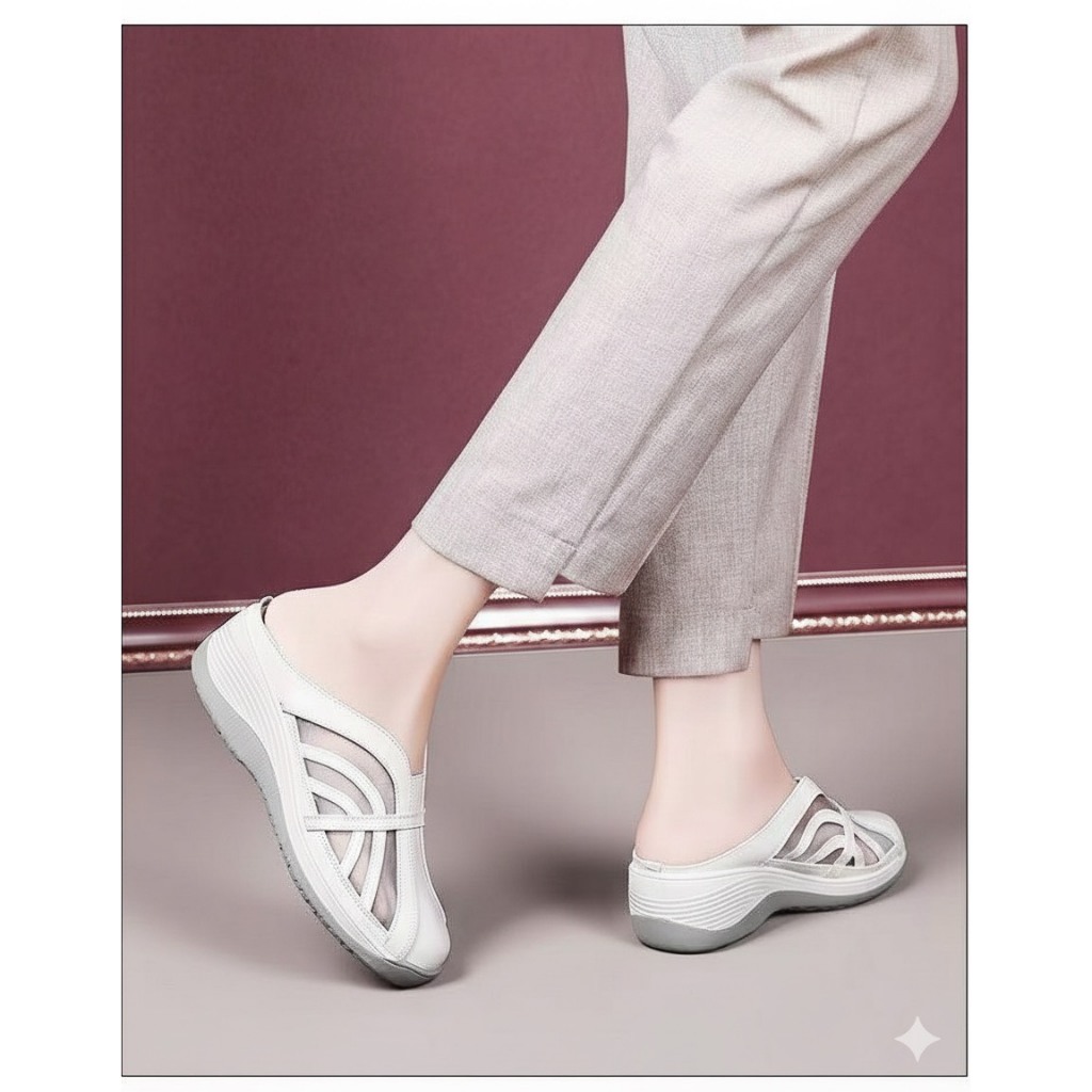 Shoes I amm B34 **ร้านจริงส่งตรงจากนครนายก** รองเท้าสุขภาพสวมหัวมน เปิดส้นซีทรู น้ำหนักเบา ซัพพอร์ตการเดินสบาย - รูปที่ 4