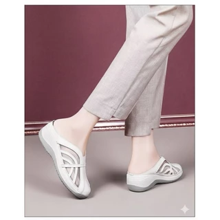 Shoes I amm B34 **ร้านจริงส่งตรงจากนครนายก** รองเท้าสุขภาพสวมหัวมน เปิดส้นซีทรู น้ำหนักเบา ซัพพอร์ตการเดินสบาย