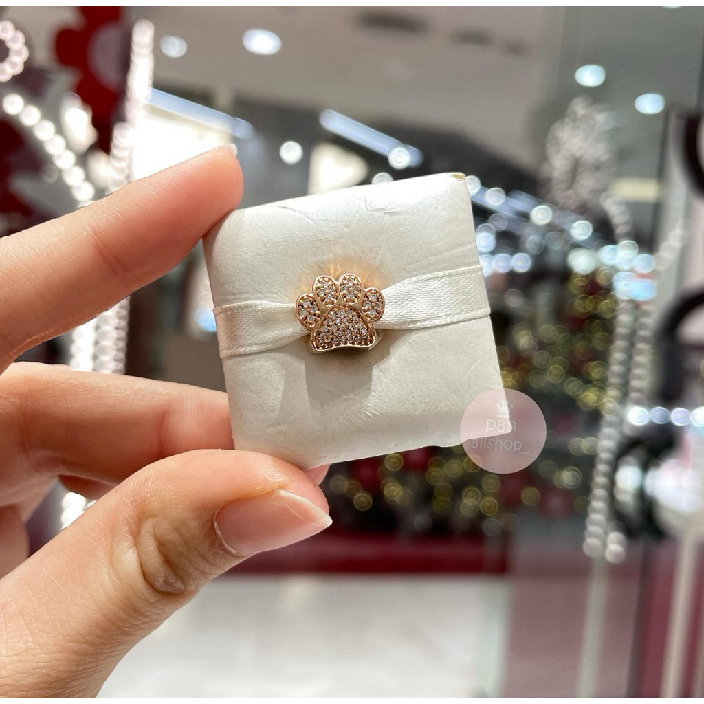 (ของแท้100%) Pandora rose Sparkling Paw Print ชาร์มโรส อุ้งเท้า