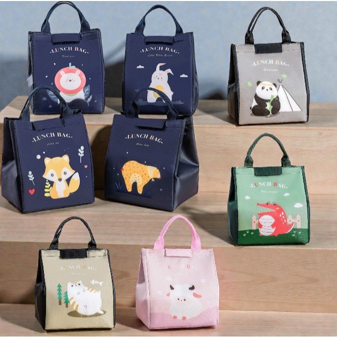 กระเป๋าเก็บอุณหภูมิ กระเป๋าอาหารกลางวัน  กระเป๋าใส่กล่องข้าว  เก็บความเย็น/ร้อน กันน้ำ มีหูหิ้ว (B-005)