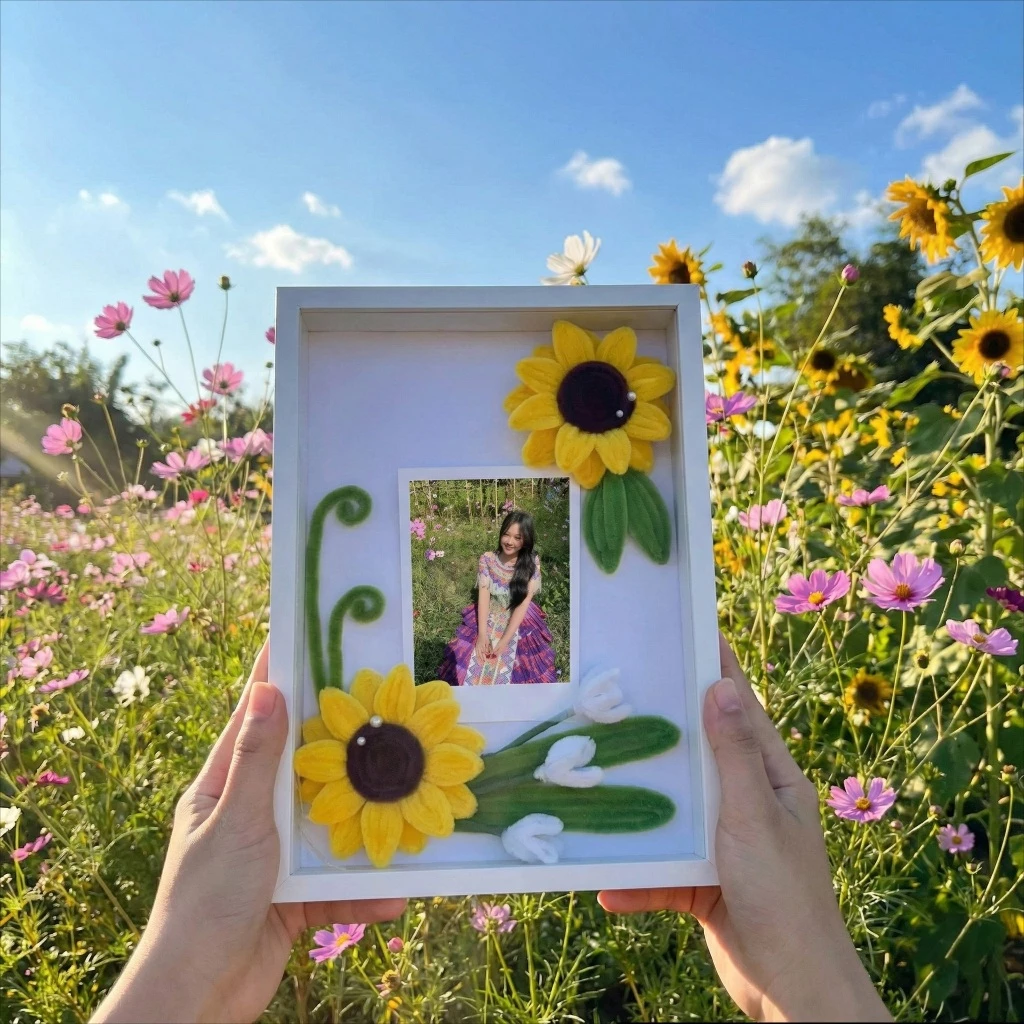 กรอบรูปดอกทานตะวันที่ทำจากกำมะหยี่ DIY ใส่รูปตัวเองได้ thumbnail 4