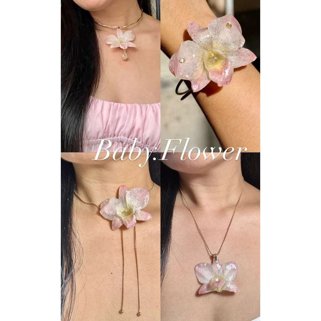 สร้อยดอกกล้วยไม้ โทนชมพู🌷มีพร้อมส่ง มีส่งฟรี ส่งทุกวัน เป็นงานHandmade ❗️มีส่งทันทีค่ะ❗️มีราคาส่งสอบถามได้ค่ะ