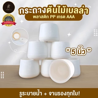 กระถางต้นไม้เบลล่า รุ่นมินิมอล ขนาด 5 นิ้ว พร้อมจานรองทุกใบ พลาสติก PP เกรด AAA
