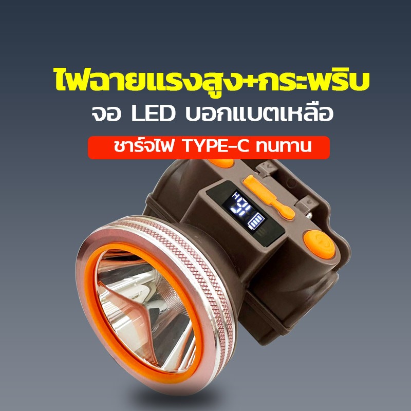NEOBEE ไฟฉายคาดหัวLED TYPE-C แรงสูงส่องไกล 3 ระดับ แบตอึด ส่องสัตว์ หัวไฟกรีดยาง เดินป่า ตกปลา