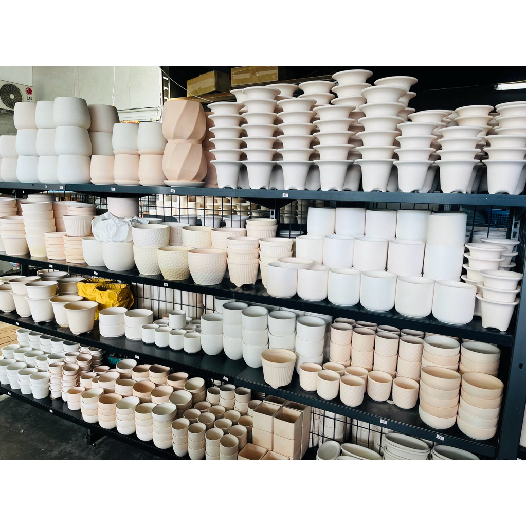 รวมกระถางดินเผา100แบบ กระถางดินเผา กระถางต้นไม้ สามารถนำไปเพ้นท์ได้ ระบายน้ำได้ดี สีขาวธรรมชาติ รวมหลากหลายแบบ