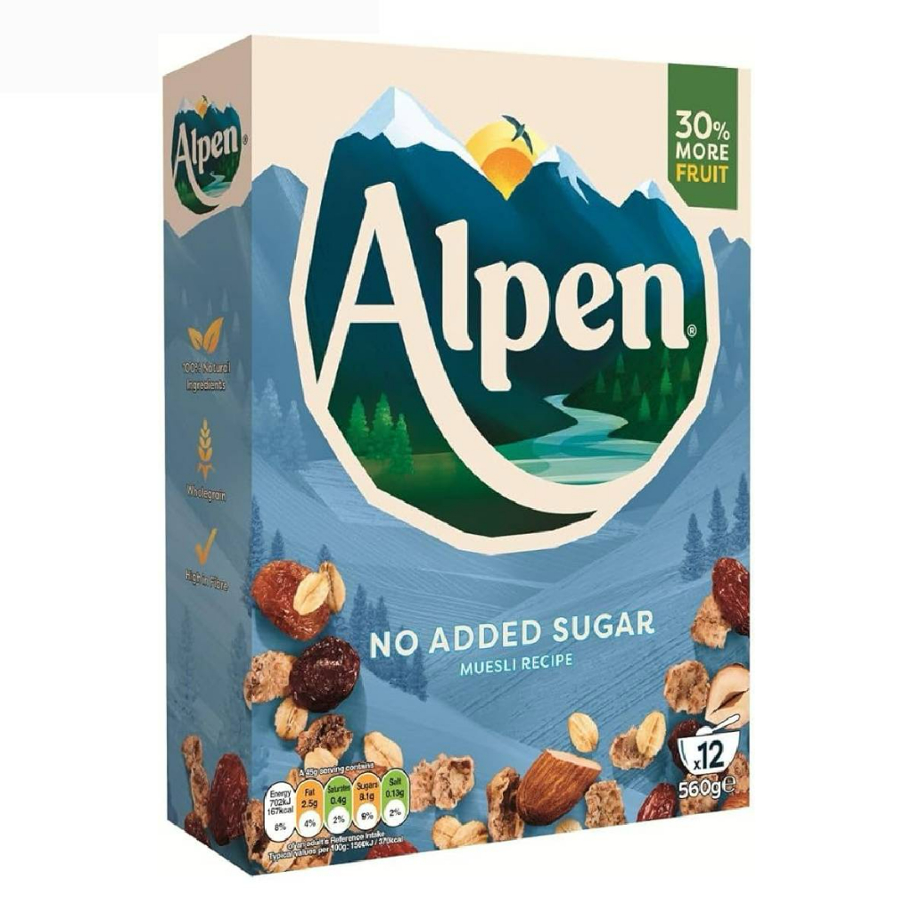 Alpen No Added Sugar Muesli 560g อาหารเช้า ซีเรียล ซีเรียลธัญพืช