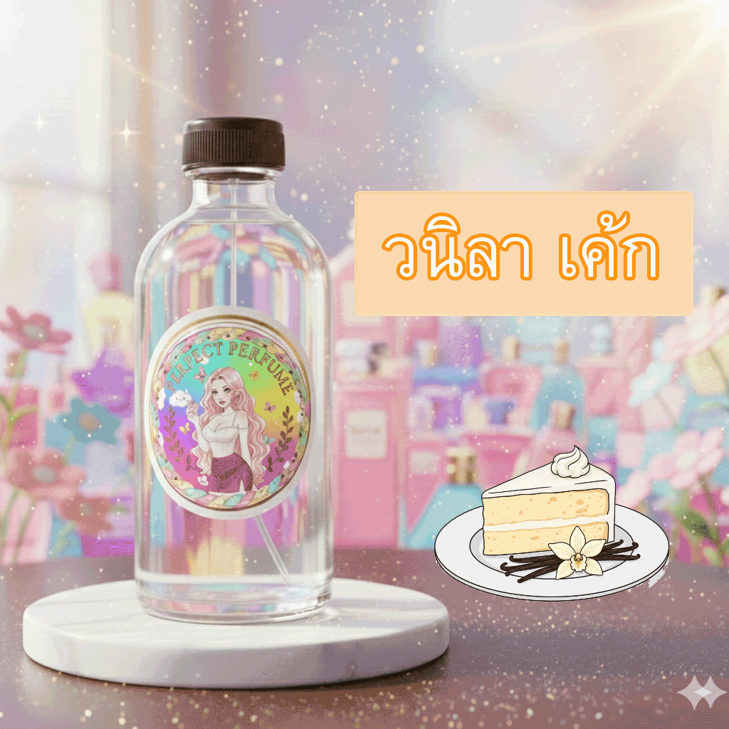 วนิลา เค้ก น้ำหอมพร้อมใช้ ปริมาณ 125 ml. แถมฟรีขวดสเปร์ย 10 ml. 1 ขวด