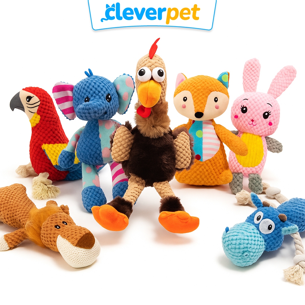 [ส่งฟรี🇹🇭] CleverPet ของเล่นสุนัข บีบมีเสียง ตุ๊กตาหมา สำหรับ สุนัขสายพันธุ์เล็ก Safari Dog Toy