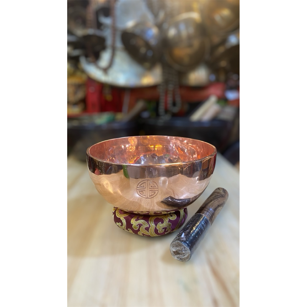 Fullmoon Singing bowl pink gold color18cm(พร้อมส่งในไทย)