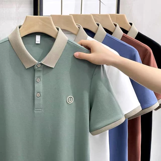 เสื้อโปโลชาย แขนสั้น คอปกตัดสี สไตล์เกาหลี ผ้าคอตตอนคุณภาพดี เสื้อผู้ชายแฟชั่น ใส่สบาย ฤดูร้อน 6 สี【COD】