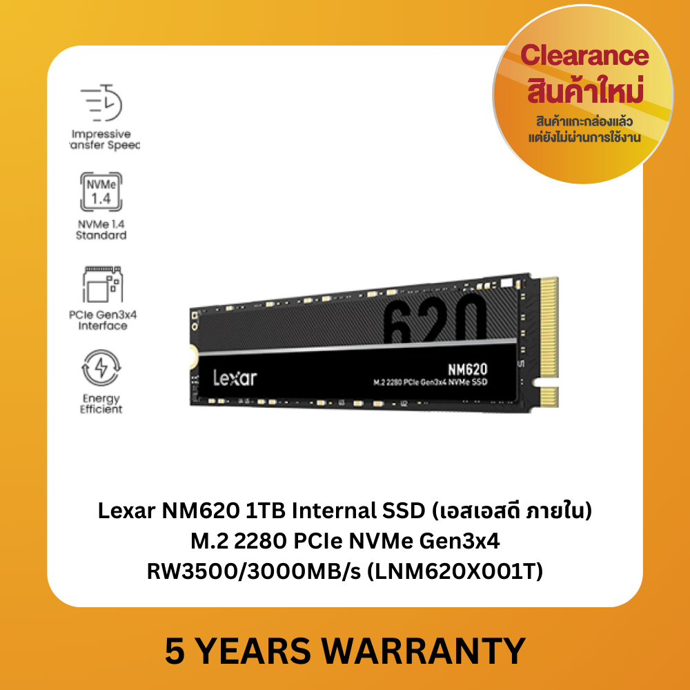 [สินค้า Clearance] Lexar NM620 1TB Internal SSD (เอสเอสดี ภายใน) M.2 2280 PCIe NVMe Gen3x4 RW3500/30