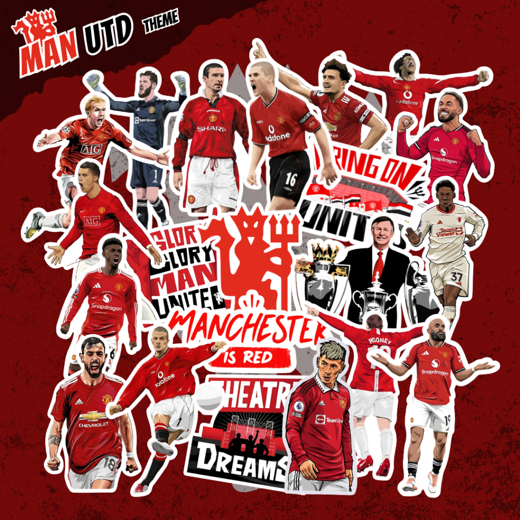 สติ๊กเกอร์ธีม Man Utd สติ๊กเกอร์ Man Utd สติ๊กเกอร์แปะ laptop, skateboard, โต๊ะ แบบกันน้ำ