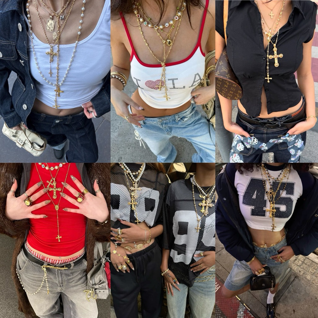 NECKTIE NUTTHA – พร้อมส่ง ส่งเร็ว 1-2 วันถึง สร้อยคอ สร้อย Y2k ประดับลูกปัดคริสตัล สร้อยวินเทจ (UNISEX)✨