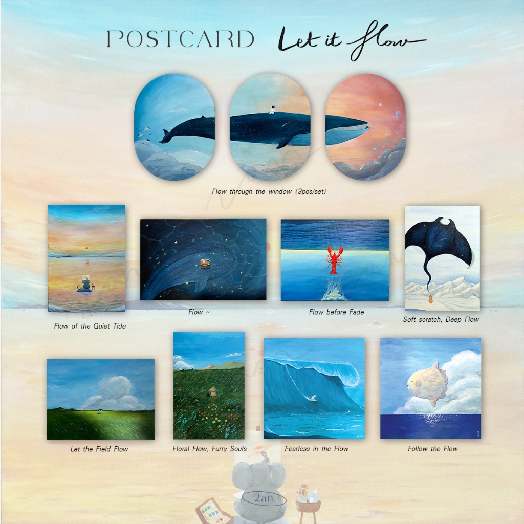 2an. โปสการ์ด Let it Flow งานวาดสีอะคริลิค / พร้อมกรอบ