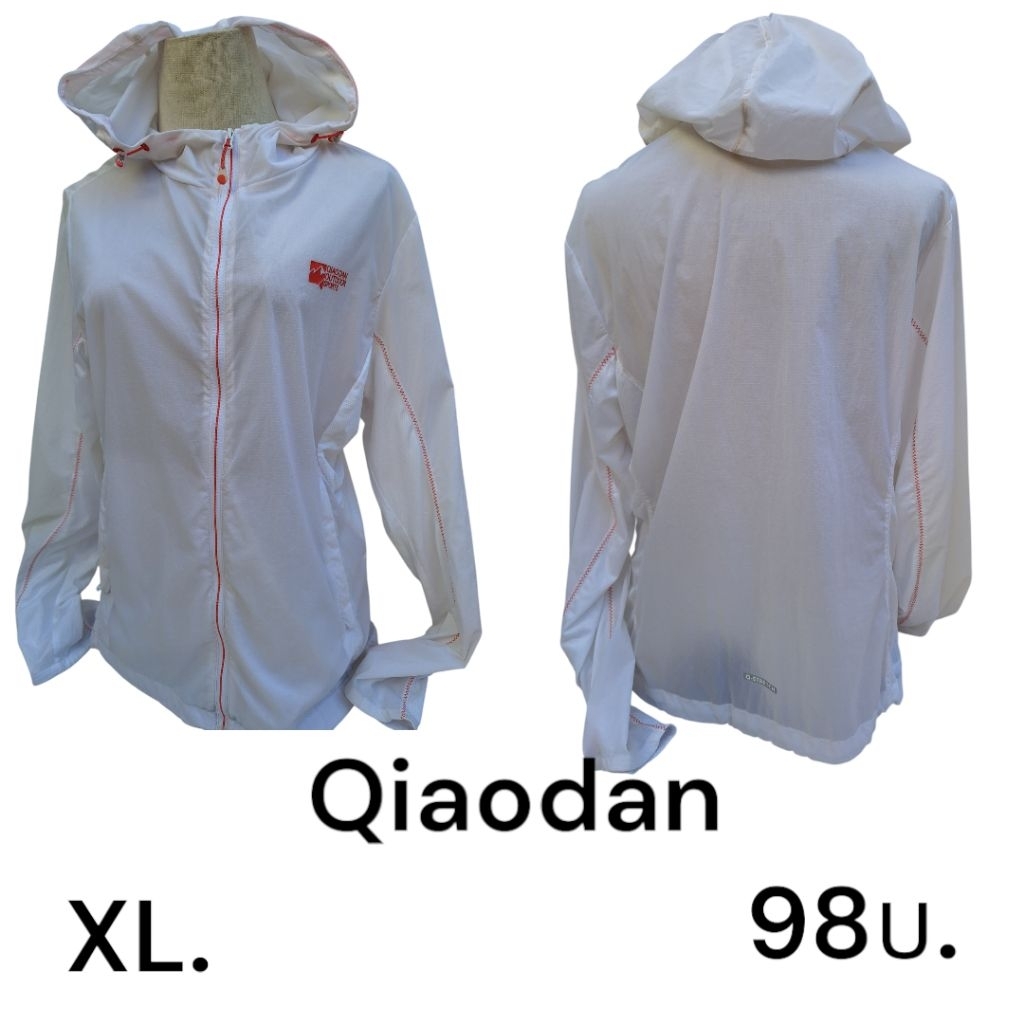แจ็คเก็ตเสื้อผ้าร่มแขนยาวสีขาวqiaodan