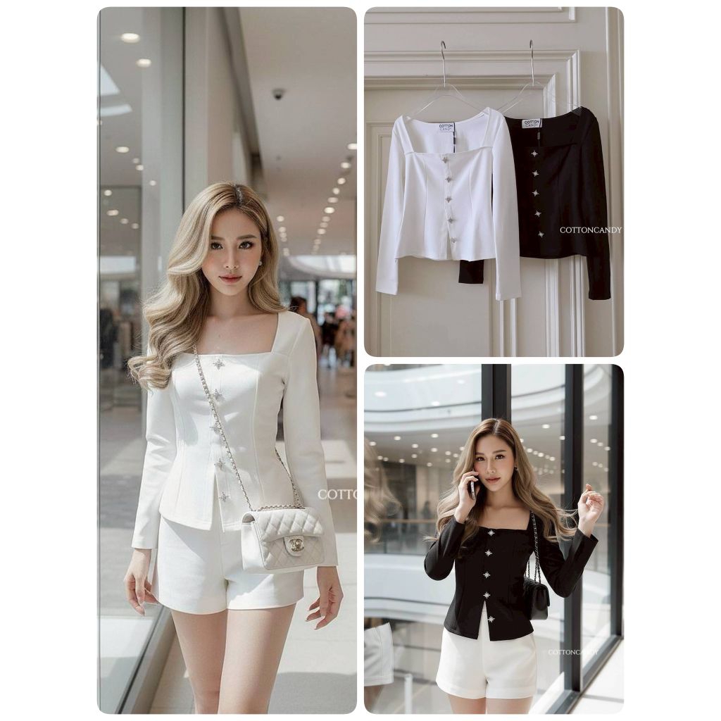 #Cotton Candy 🍭**** เสื้อผ้าเทพคอเหลี่ยม New Star Korea top