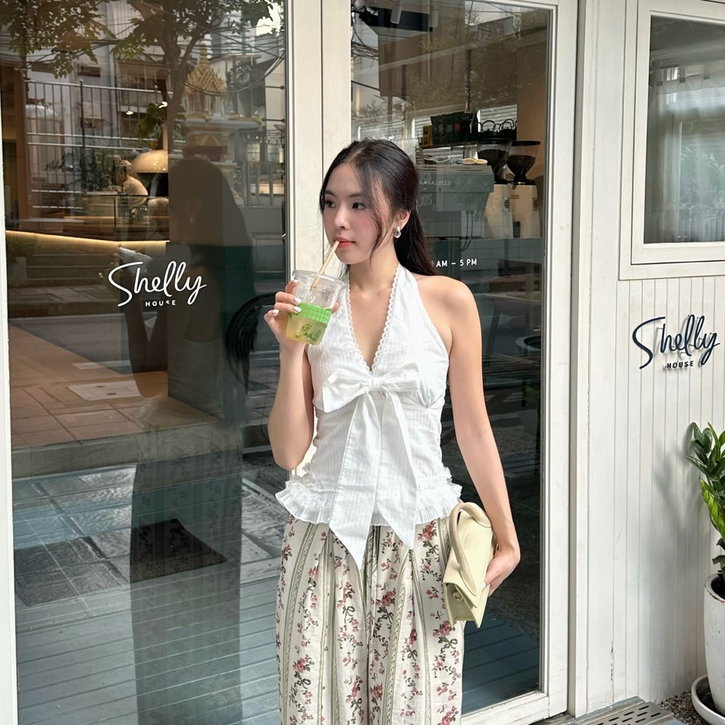 พร้อมส่ง Bowvy top - Everymay เสื้อผูกคอ