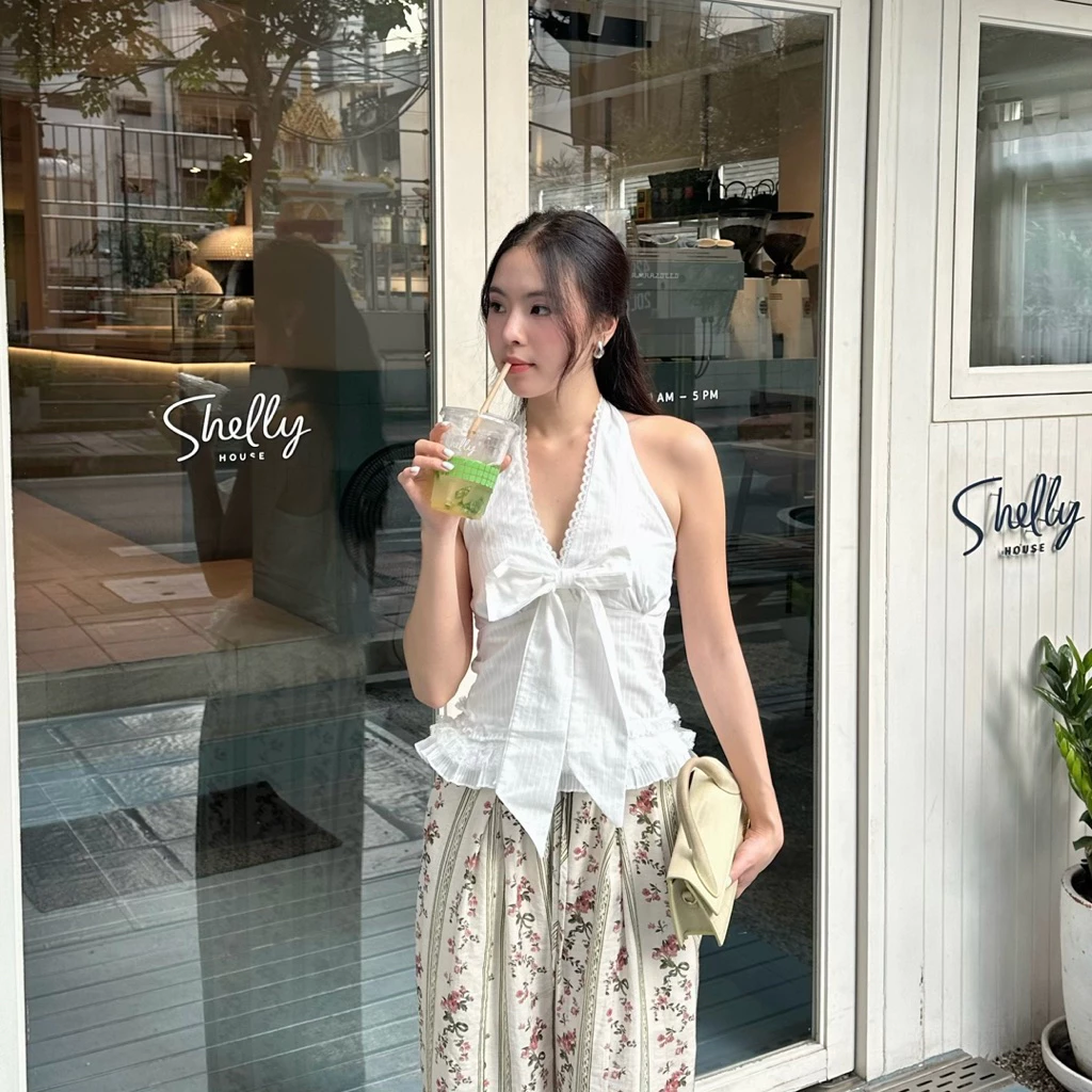 พร้อมส่ง Bowvy top - Everymay เสื้อผูกคอ