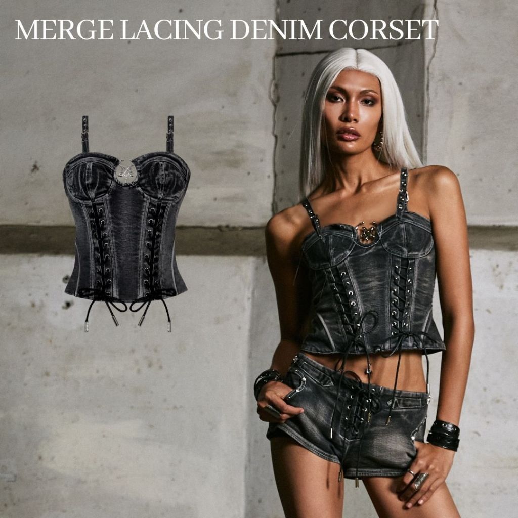 Merge Official - Merge Lacing Denim Corset (พร้อมส่ง)