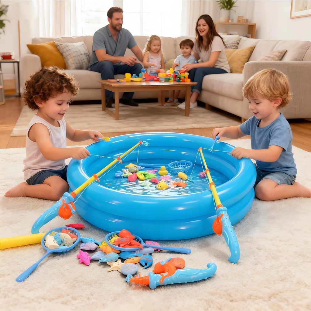 ของเล่นตกปลา เกมตกปลาเรืองแสง บ่อตกปลา ตกปลาครบชุด 50 ชิ้น(แถมที่สูบลม) ของเล่นเบ็ดตก - รูปที่ 5