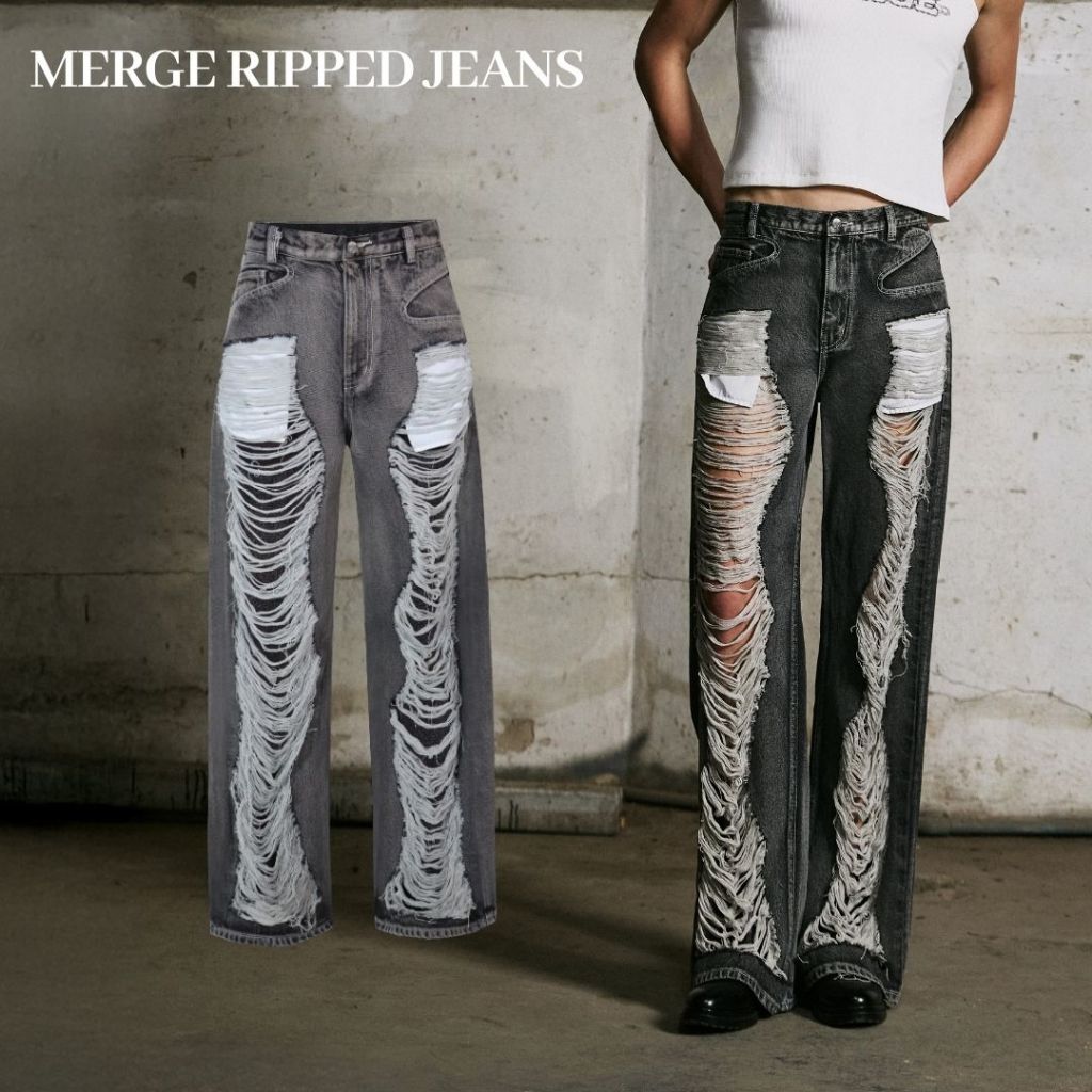 Merge Official - Merge Ripped Jeans (พร้อมส่ง)