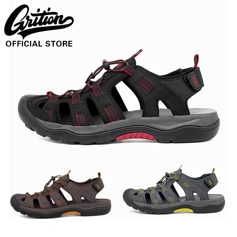 GRITION รองเท้าแตะชาย สำหรับเดินป่า ออกกำลังกาย ขึ้นเขา ปรับได้ตามรูปเท้า ระบายอากาศดี นุ่ม สวมใส่สบาย รองเท้าแตะ
