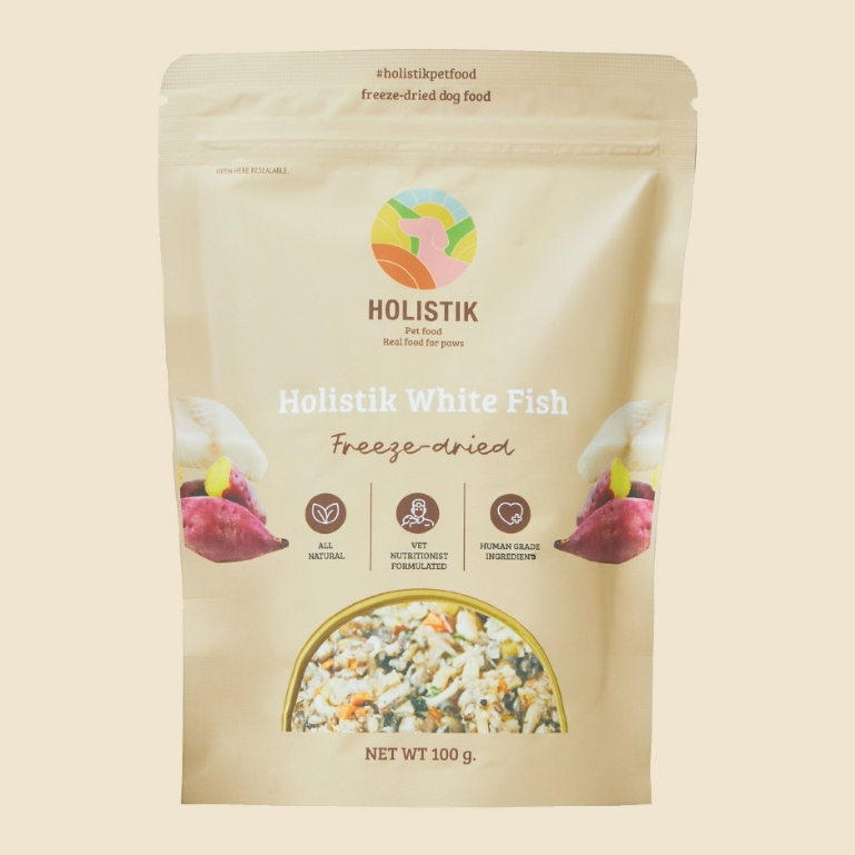อาหารสุนัขฟรีซดรายสูตรปลาขาว 100 กรัม (Holistik FD White fish 100g.)