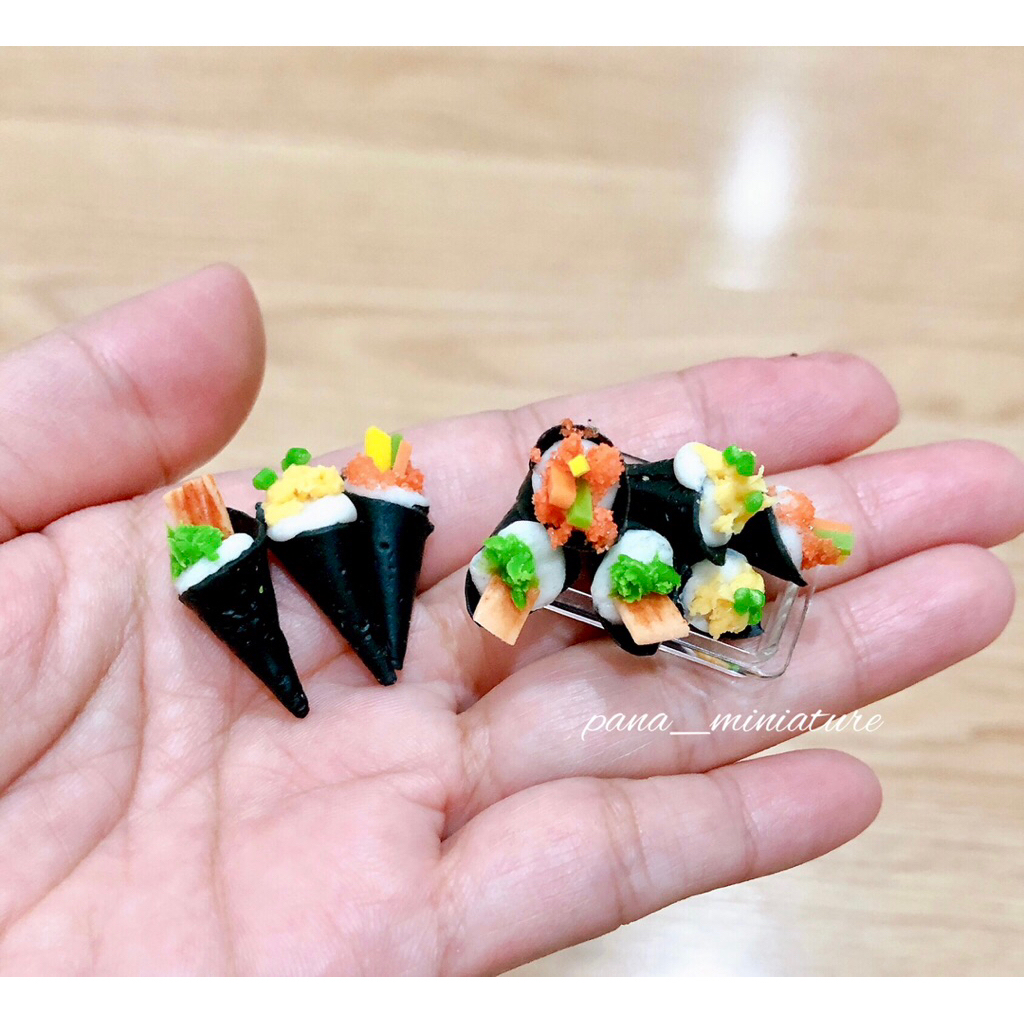 ดินปั้นเทมากิจิ๋ว ข้าวห่อสาหร่ายทรงกรวย ราคา/ชิ้น