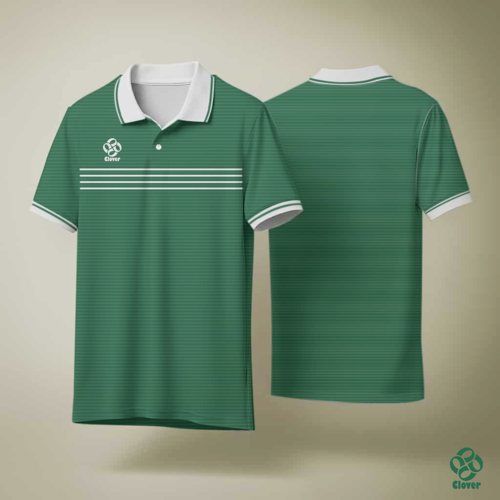 Clover Polo Lucky Line เสื้อกีฬา Unisex ผ้า Micro polyester 100% แห้งไว ระบายอากาศดี