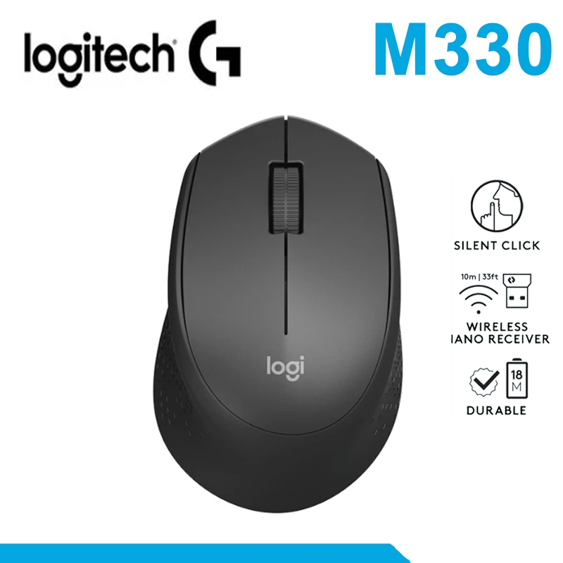 MOUSE เม้าส์ไร้สาย ไร้เสียงคลิก LOGITECH M330 WIRELESS SILENT PLUS CORDLESS รับประกัน 1 ปี