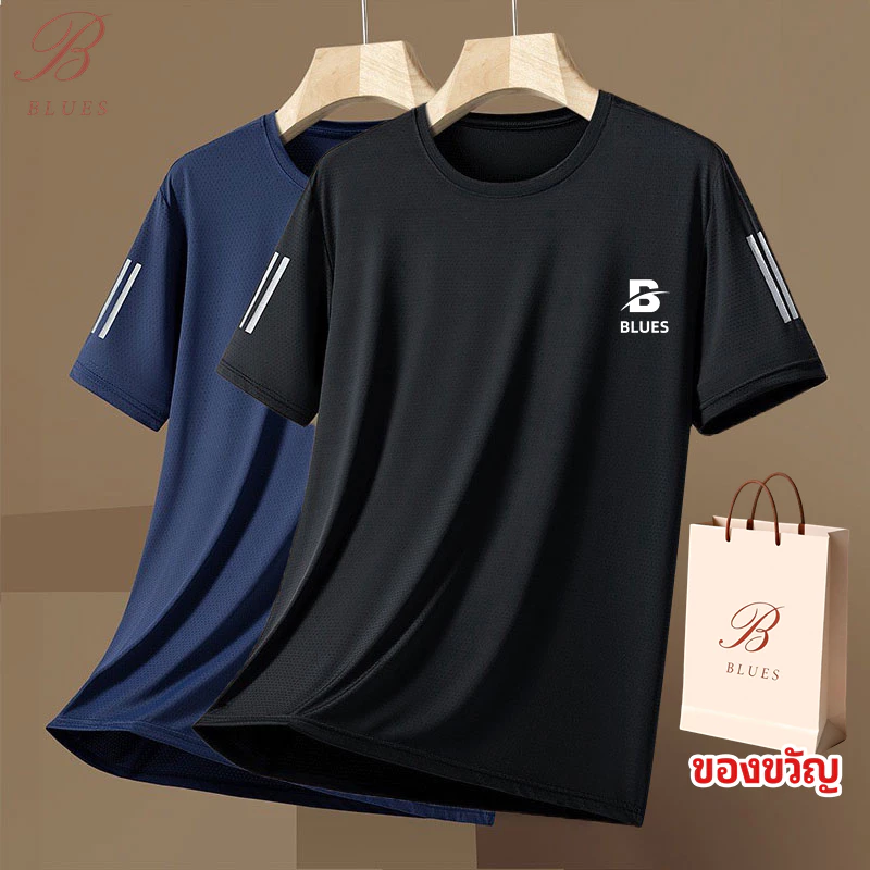 B BLUES Everyday Running & Training Votex-T​ เสื้อวิ่งออกกำลังกาย​ เสื้อกีฬาคอกลมสีพื้น