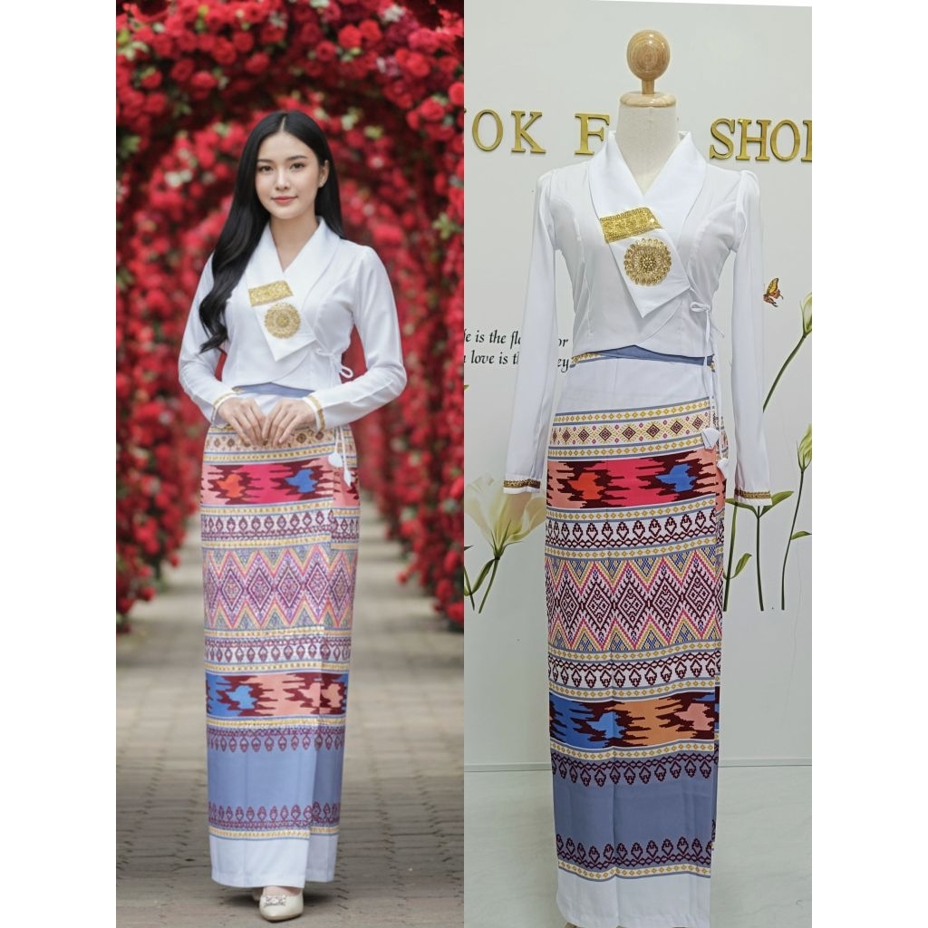 ชุดเซตสาวไทยใหญ่งานพีมพ์ลายเย็บสำเร็จพร้อมใส่ราคานี้ได้ทั้งชุดงานตรงปกตามภาพเลยค่ะพร้อมส่ง m l
