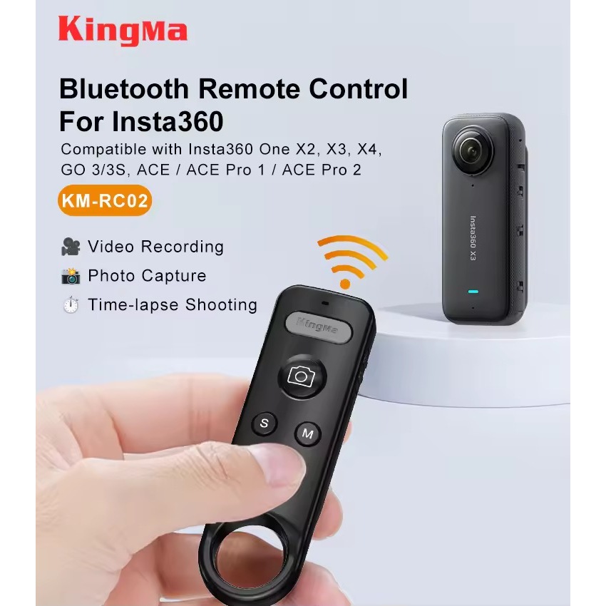 Kingma RC02 Action Camera Remote for GoPro 13 12 and Insta360 X5 X4 X3 Ace Pro 2 GO3/3S Camera