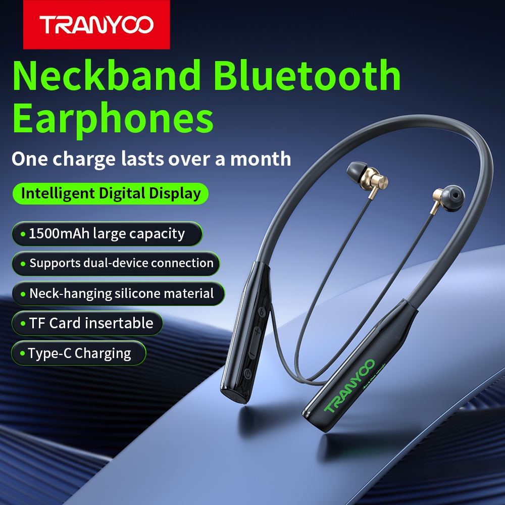TRANYOO M31 Wireless Bluetooth Earphones, Sports Earphones Neckband Earphones, Bluetooth 5.4 300-hour Super Long Battery