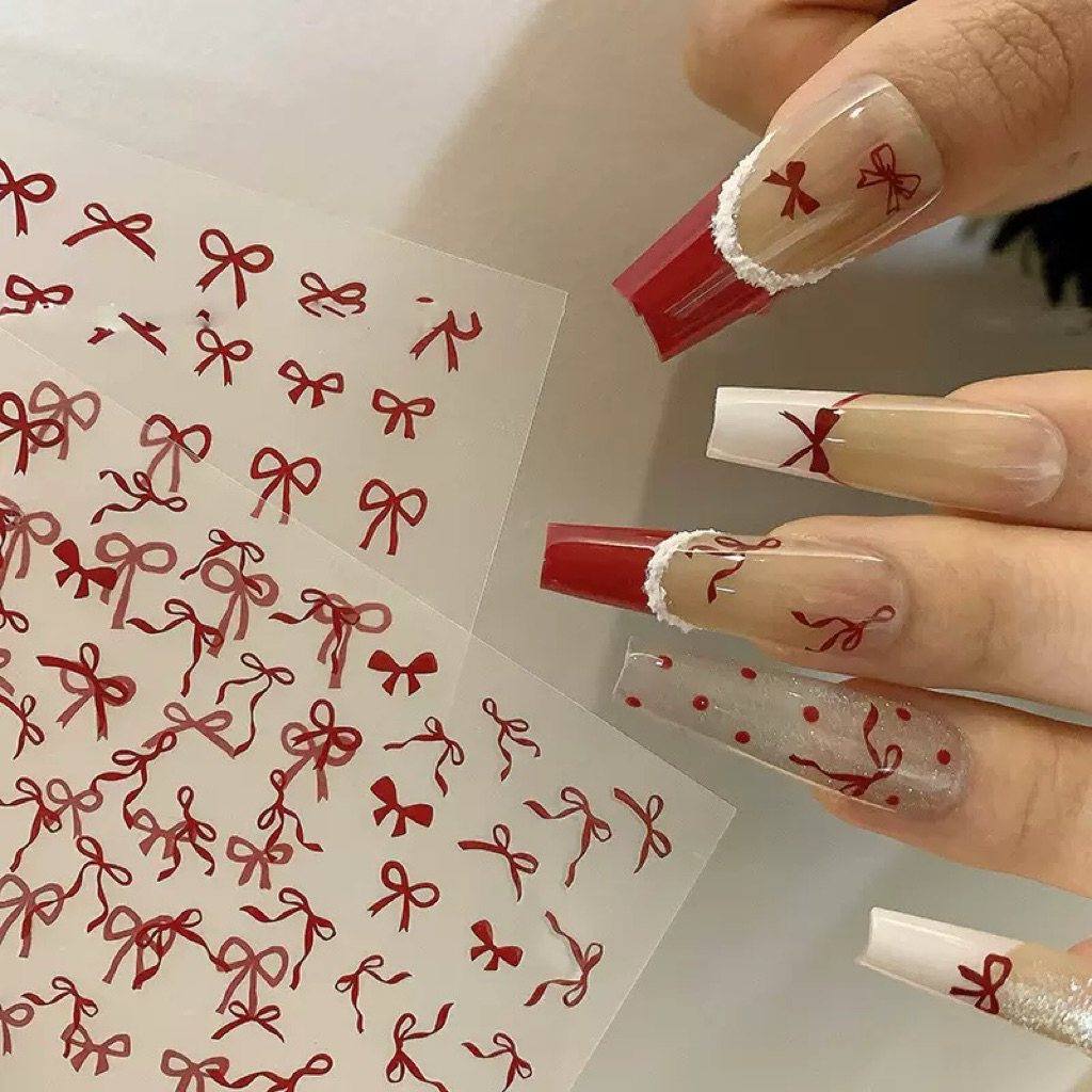 สติกเกอร์เเต่งเล็บ สติกเกอร์ลายโบว์ โบว์เเต่งเล็บ