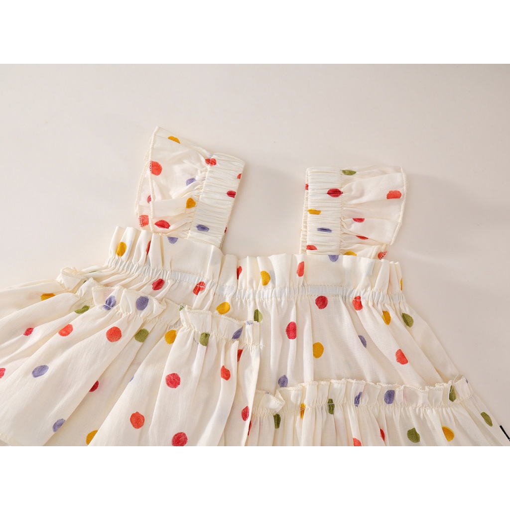 เซ็ตเสื้อผ้าเด็กผู้หญิงลายจุด เสื้อสายเดี่ยวและกางเกงขาบาน ผ้าคอตตอนนุ่มใส่สบาย K4125442 - รูปที่ 5