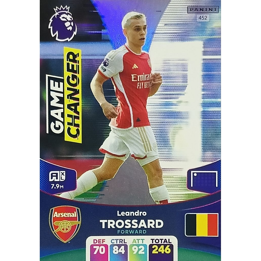 LEANDRO TROSSARD - ARSENAL - RARE 'GAME CHANGER', 2024 CARD PANINI ADRENALYN XL.