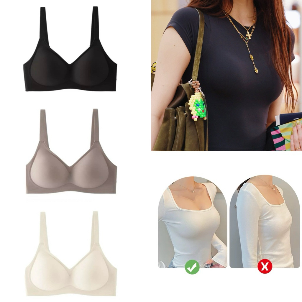 NEW! บราเหมาะกับเสื้อรัดรูป ไม่เห็นขอบ เจลลี่บราไร้ขอบ Seamless ไร้โครง ไม่ปลิ้น ใส่สบาย Push up Bra ฟองน้ำ เสื้อชั้นใน