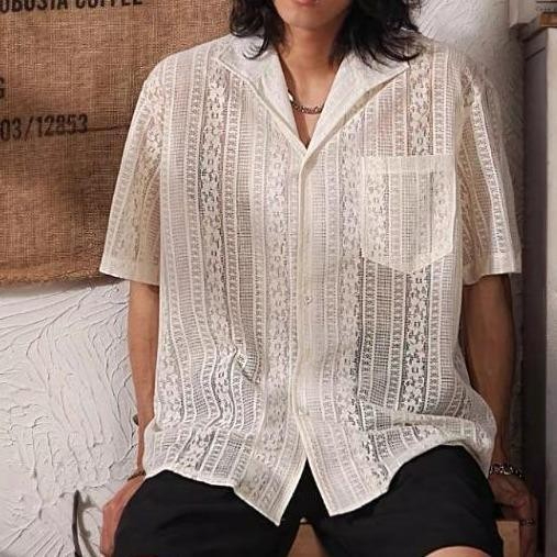 เสื้อเชิ้ตคอปกผู้ชายสไตล์เกาหลีย้อนยุค เนื้อผ้าใส่สบาย เสื้อเชิ้ตผู้ชายอเนกประสงค์ [เก็บเงินปลายทาง]